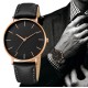 Men's Watch New Fashion Simple Leather Gold Dial